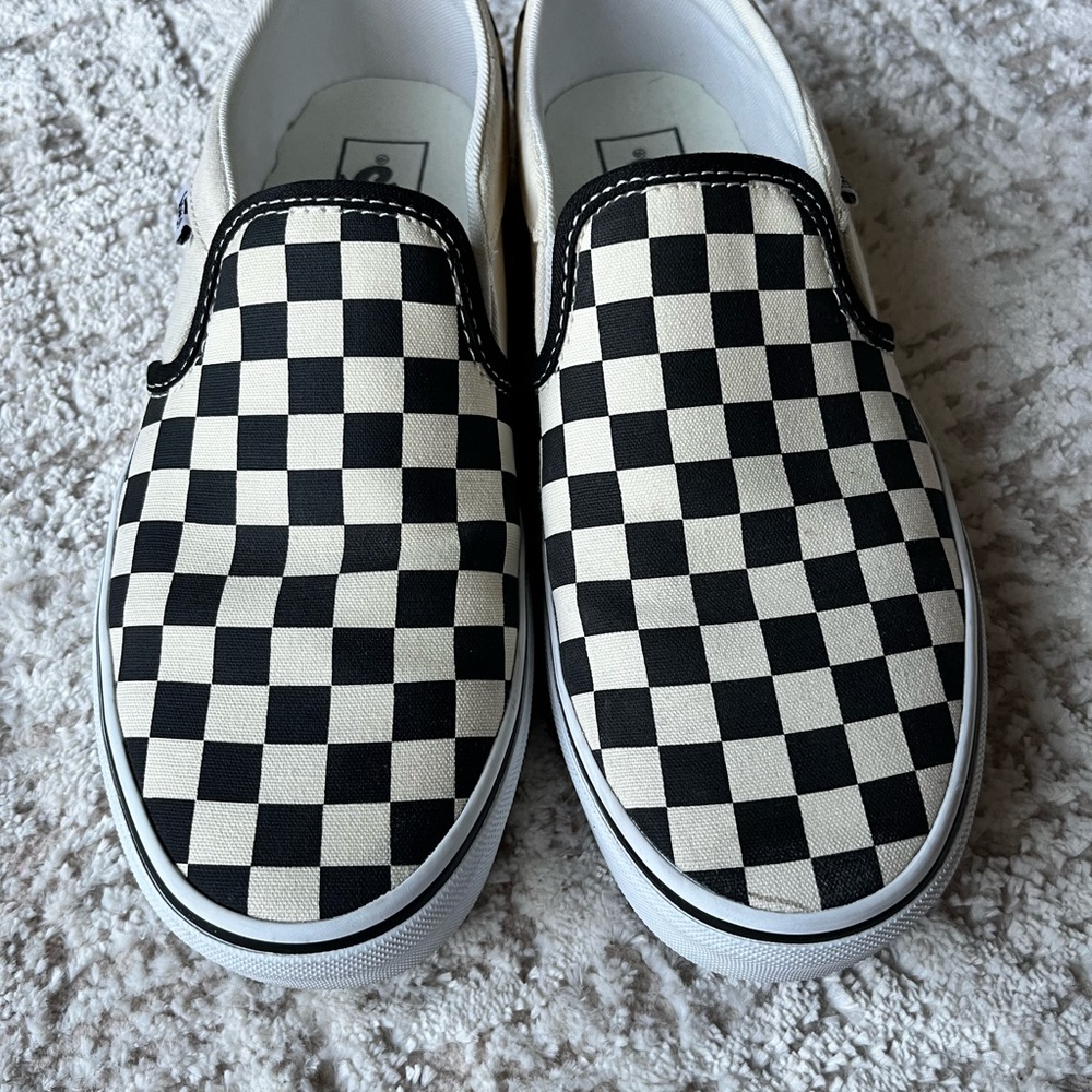 Vans Slip-On Checkerboard Skate Shoe - Black / White